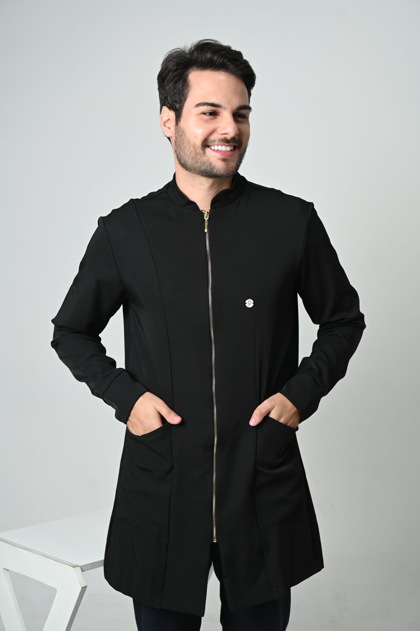Jaleco Slim  Tradicional Masculino - Jaleca - Preto, PP
