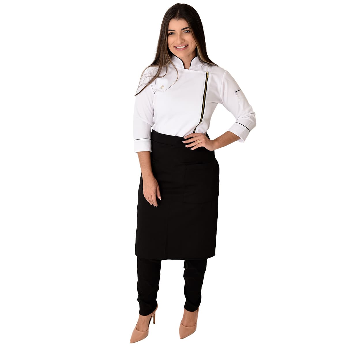 Jaleco Conjunto Dólmã Cozinheiro Feminino - Jaleca Branco