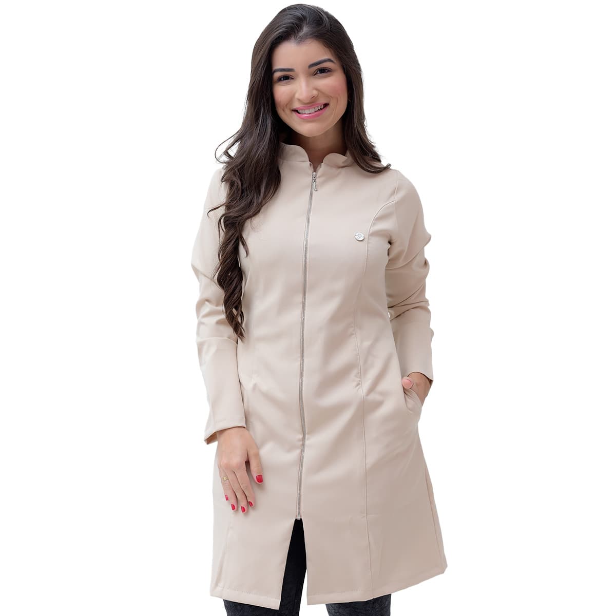 Jaleco Slim Duquesa Feminino - Jaleca - Areia, M
