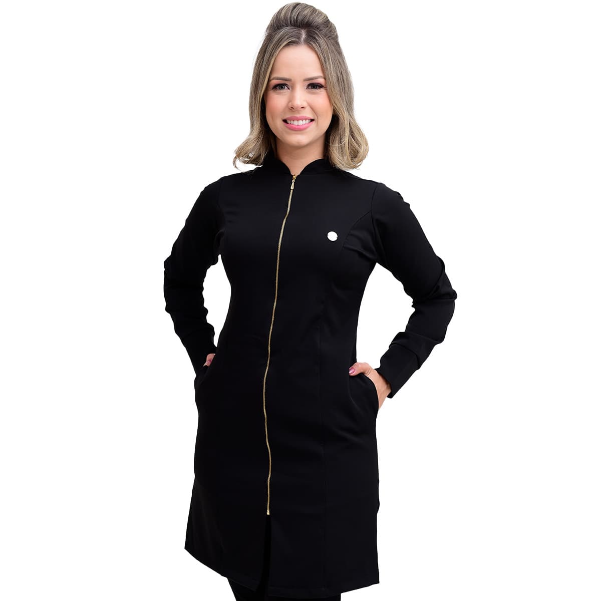 Jaleco Slim Duquesa Feminino - Jaleca - Preto, PP