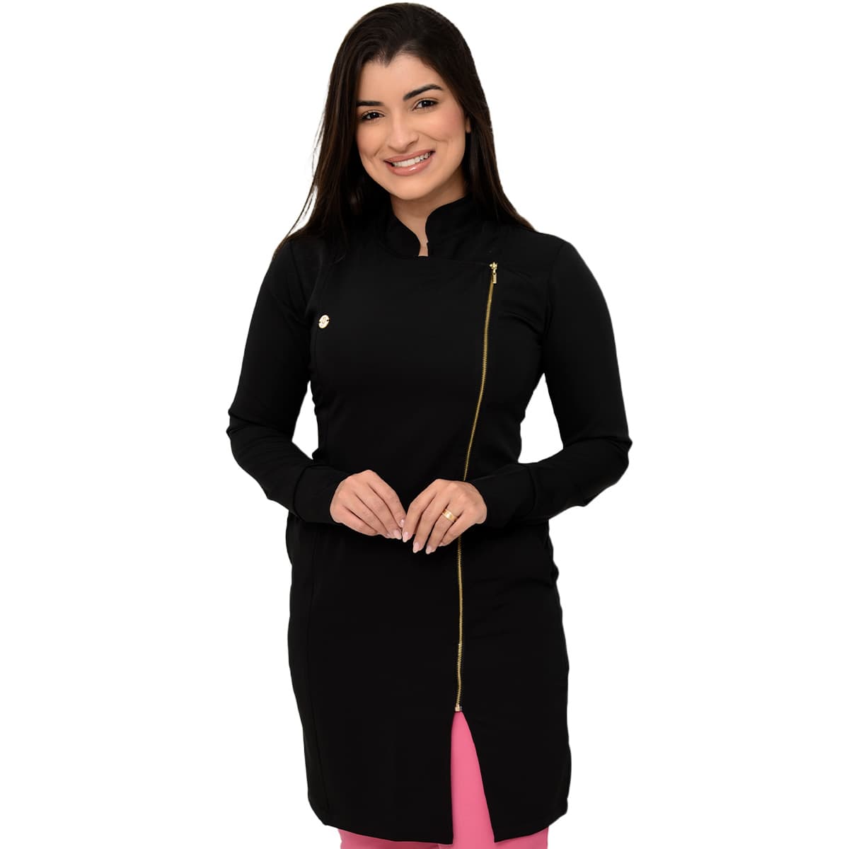 Jaleco Slim Feminino Lateral - Jaleca Areia