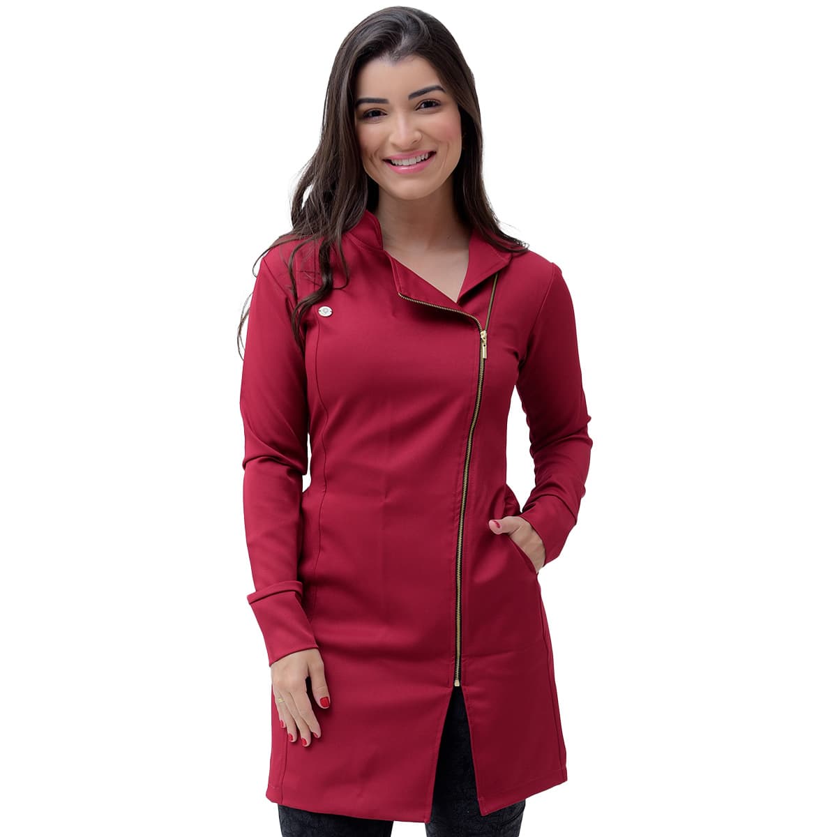 Jaleco Slim Feminino Lateral - Jaleca Areia