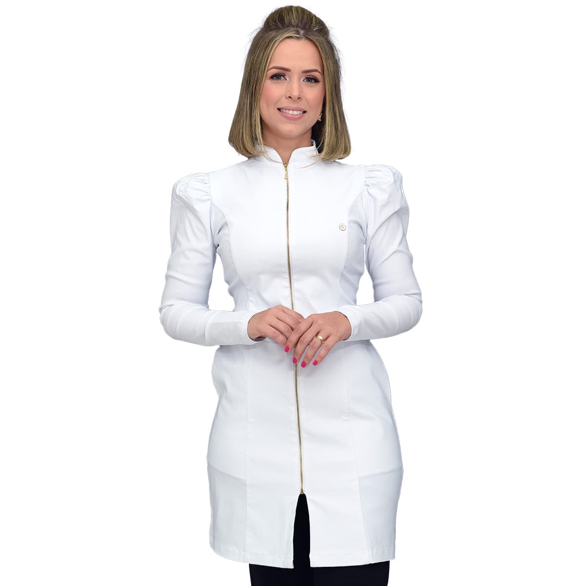 Jaleco Feminino Slim Dama Premium com Elastano - Jaleca Azul Pastel