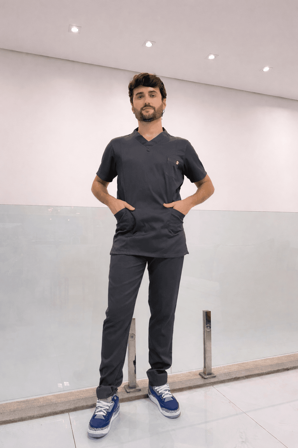 Jaleco Conjunto Scrub Masculino - Jaleca - Chumbo, G