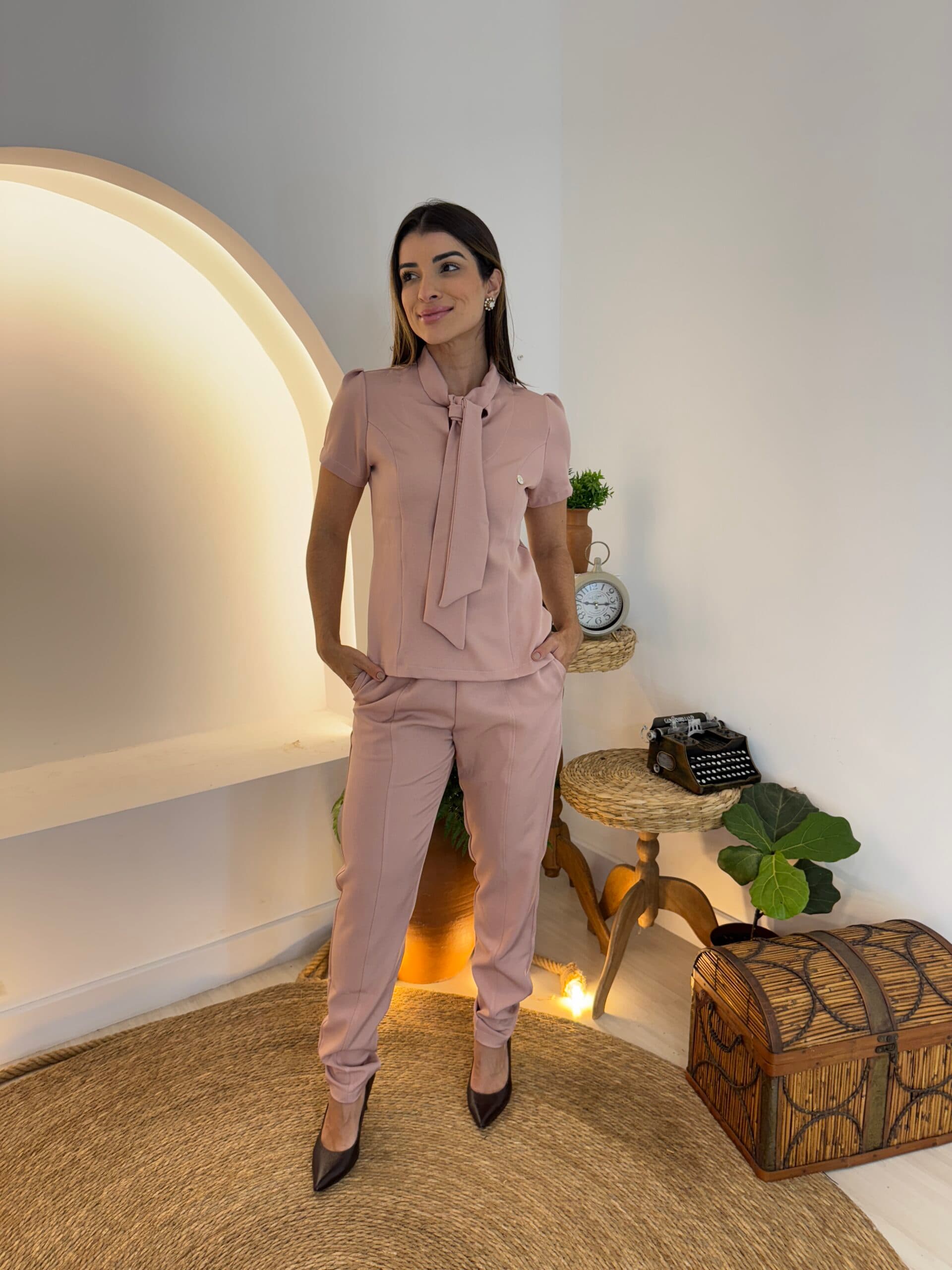 Jaleco Conjunto Laço Feminino - Jaleca - Rosê, G