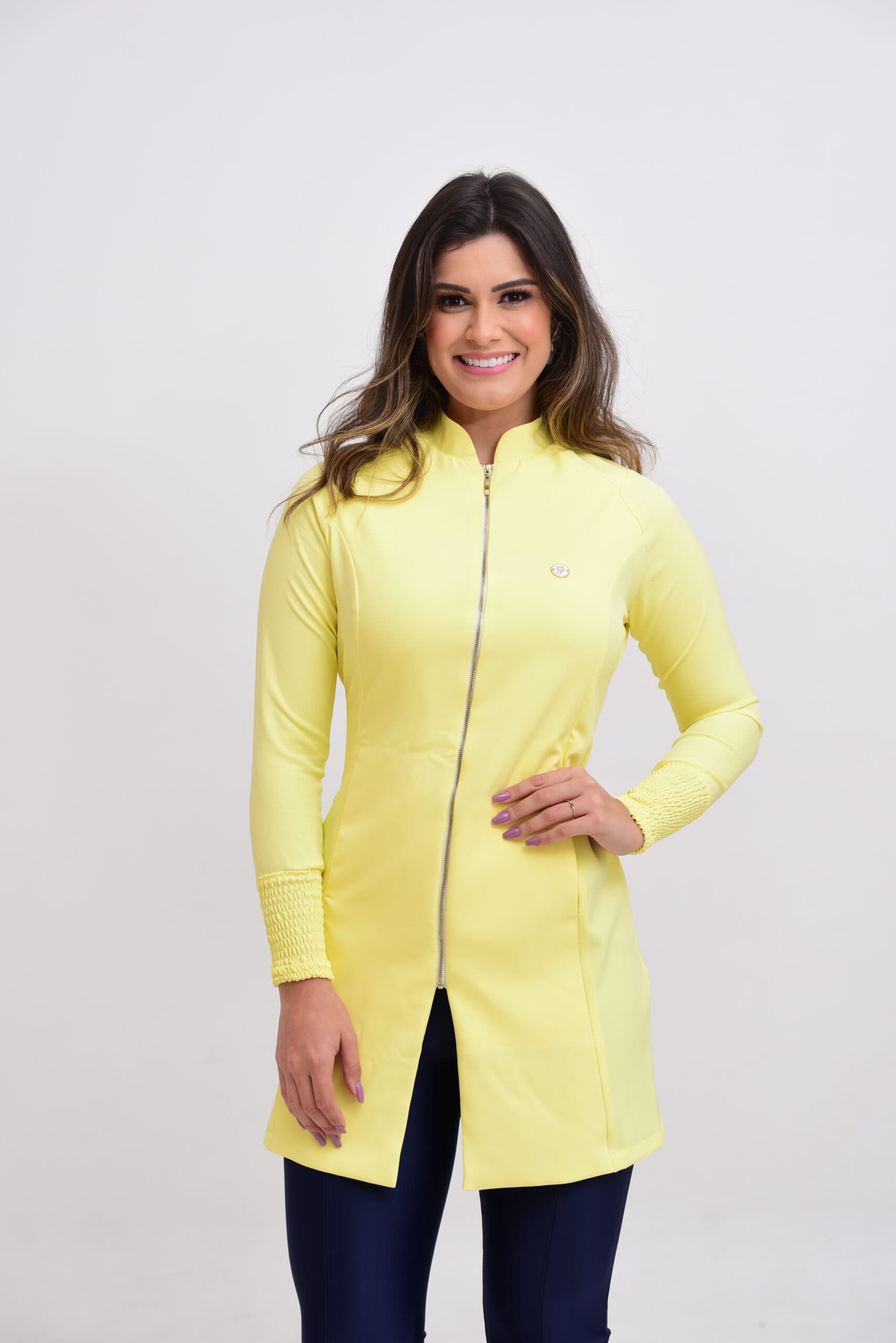 Jaleco Slim Elastex Feminino - Jaleca - Amarelo, G