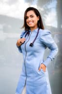 Jaleco Feminino Slim Dama Premium com Elastano - Jaleca - Azul Pastel, G