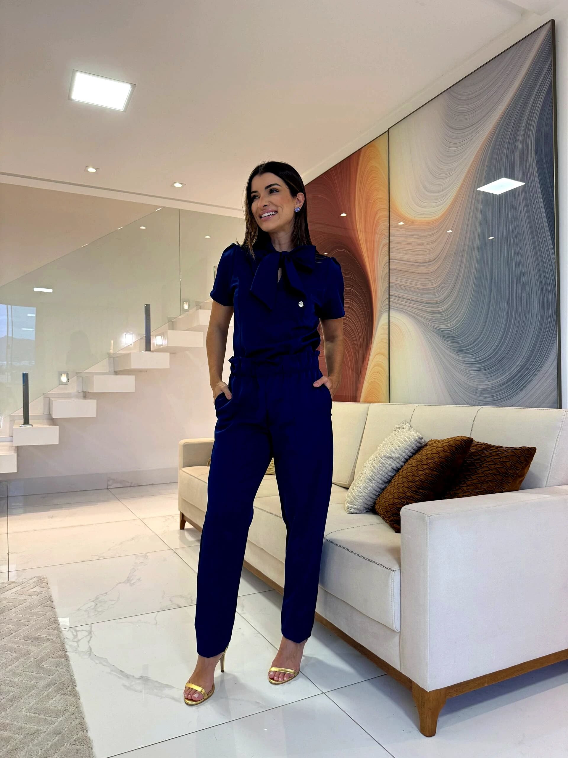 Jaleco Conjunto Laço Feminino - Jaleca - Marinho, G