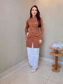 Jaleco Slim Tradicional Feminino - Jaleca - Castanho, P