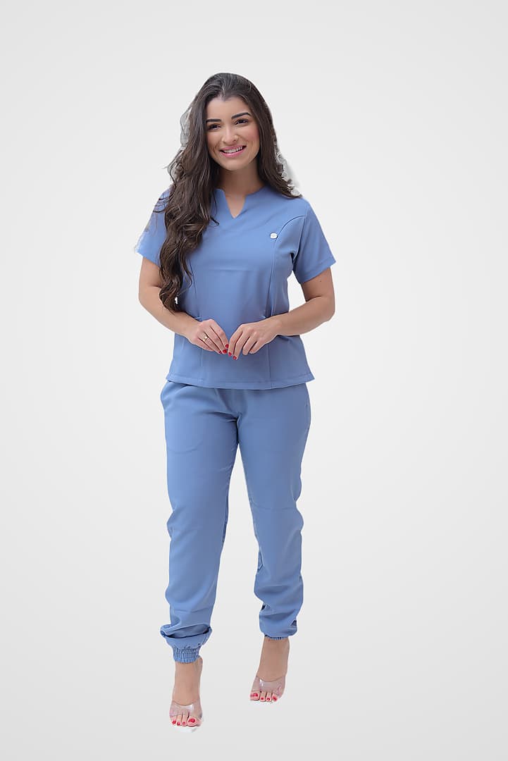Jaleco Conjunto Scrub Feminino - Jaleca - Azul Pastel, GG