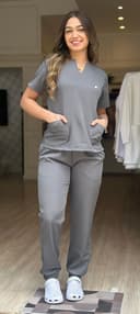 Jaleco Conjunto Scrub Feminino - Jaleca - Chumbo, GG