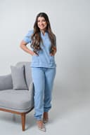 Jaleco Conjunto Scrub Feminino - Jaleca - Azul Bebê, GG