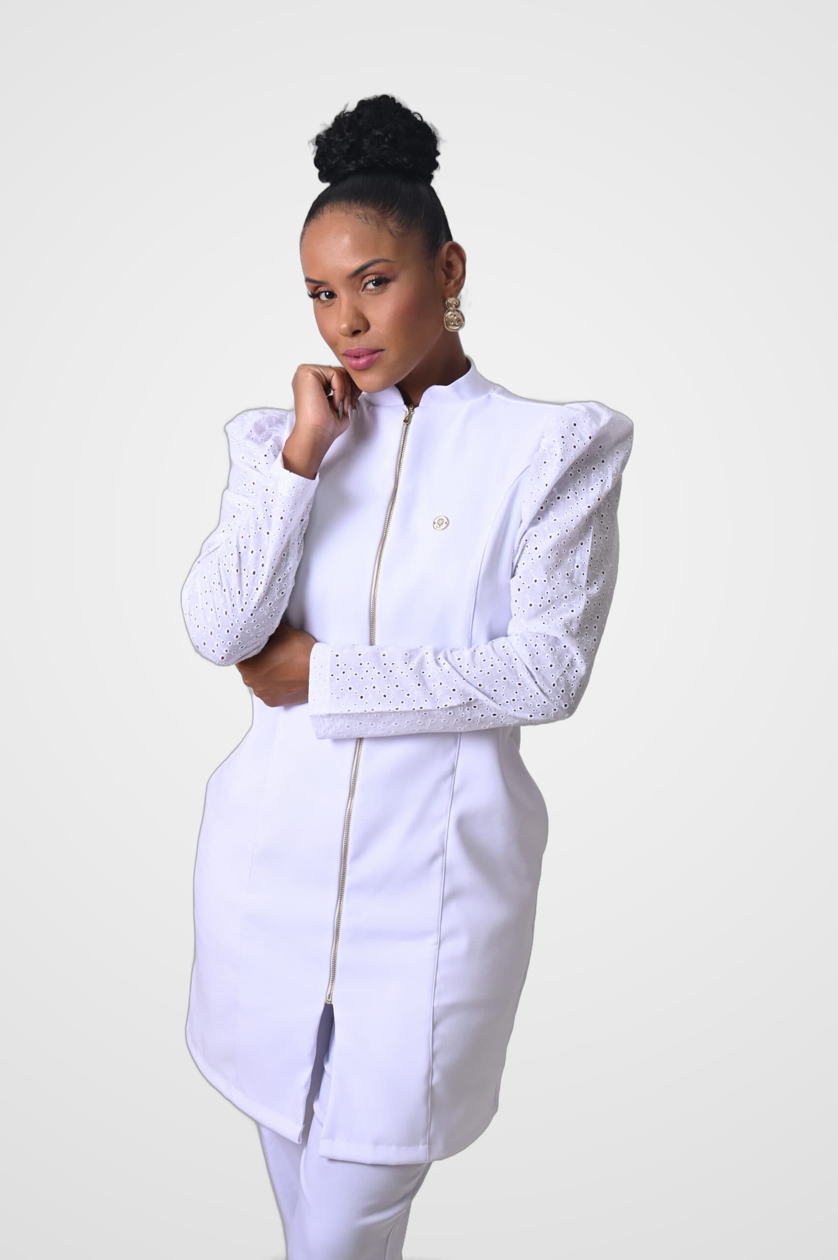 Jaleco Slim Princesa Laise Feminino - Jaleca Branco