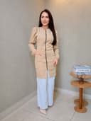 Jaleco Feminino Slim Gold Premium com Elastano - Jaleca - Areia, PP