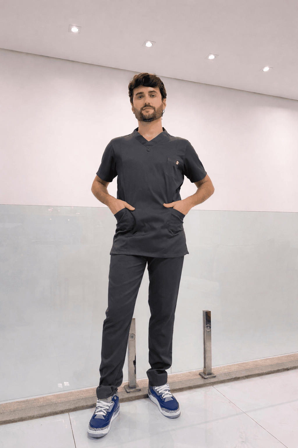 Jaleco Conjunto Scrub Masculino - Jaleca - Chumbo, G