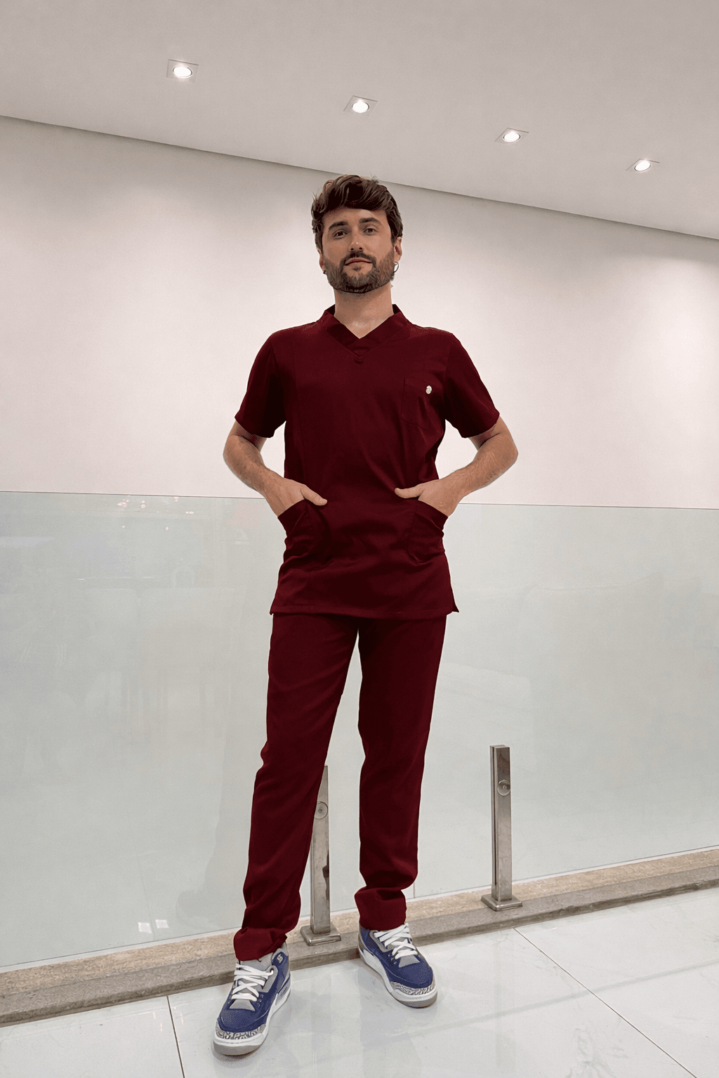 Jaleco Conjunto Scrub Masculino - Jaleca - Vinho, GG