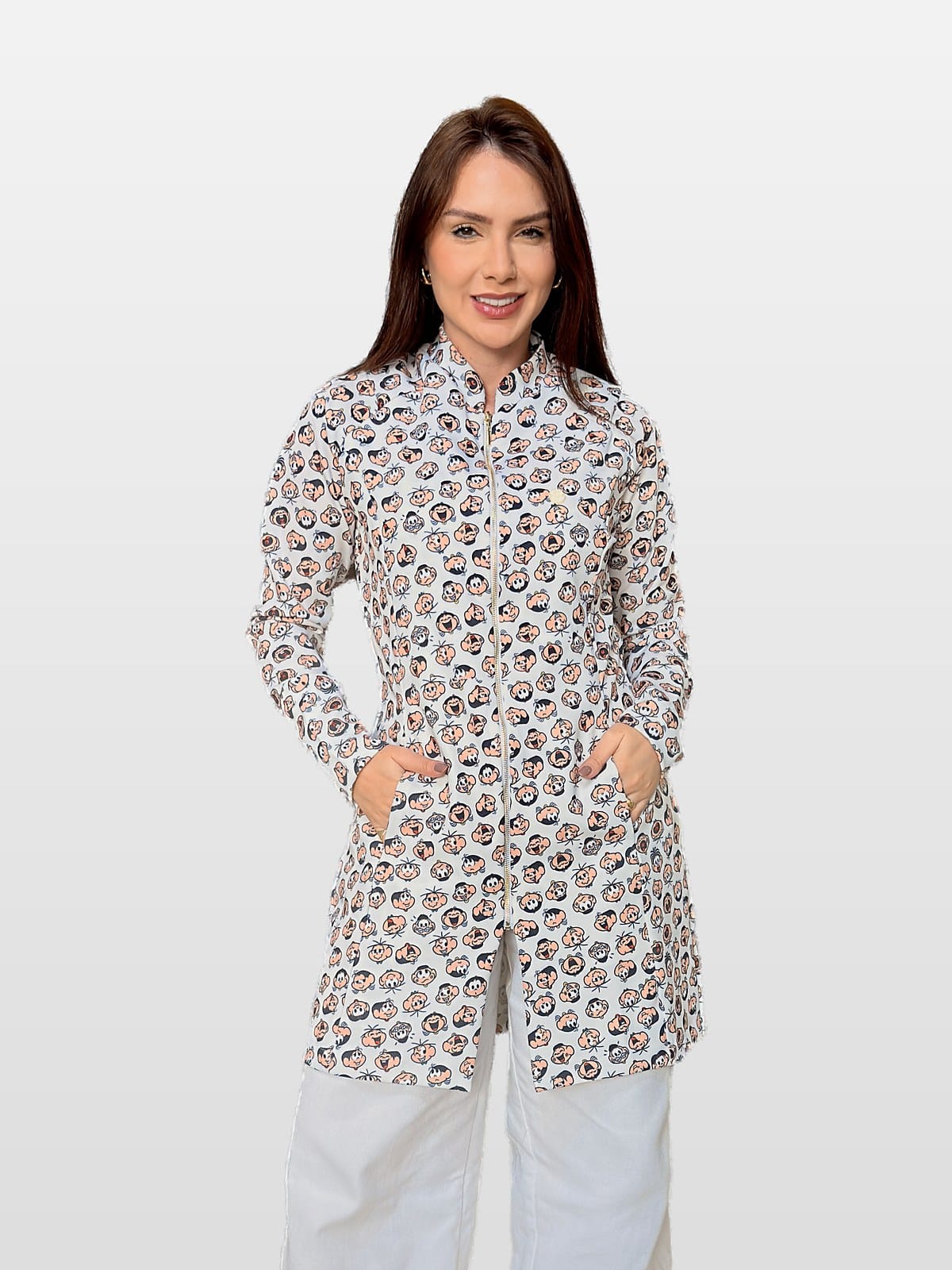 Jaleco Slim Tradicional Turma da Mônica Feminino - Jaleca Estampado