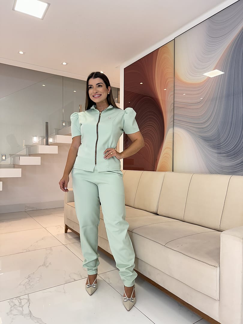 Jaleco Conjunto Princesa Nobre Feminino - Jaleca - Verde Claro, GG