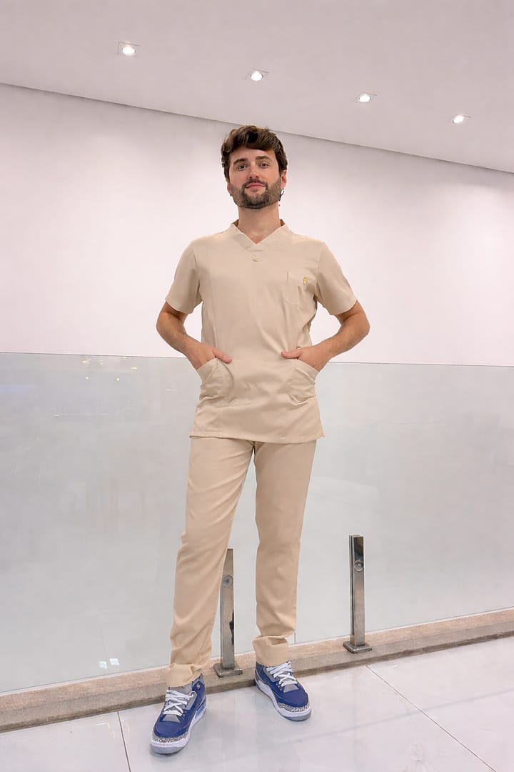 Jaleco Conjunto Scrub Masculino - Jaleca - Areia, G