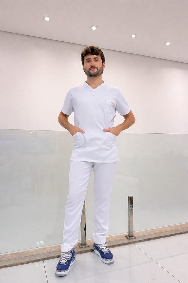 Jaleco Conjunto Scrub Masculino - Jaleca - Branco, M