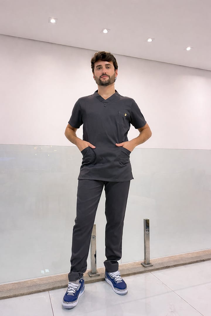Jaleco Conjunto Scrub Masculino - Jaleca - Chumbo, GG