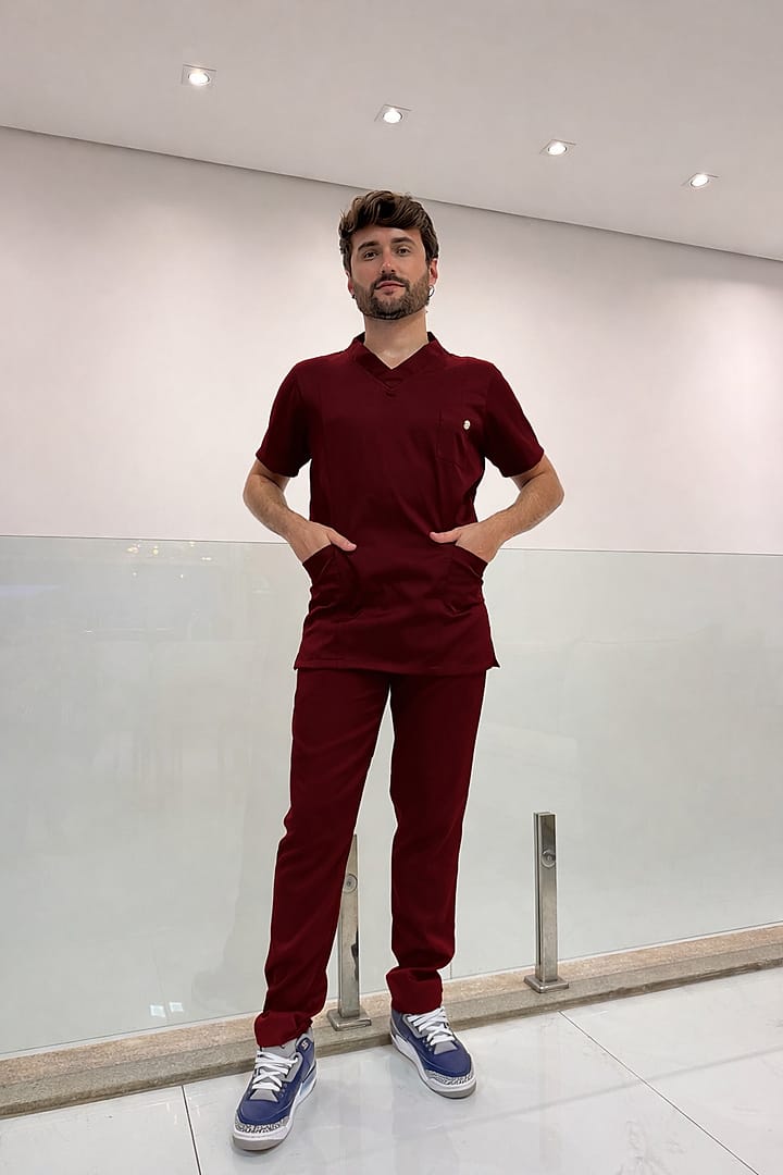 Jaleco Conjunto Scrub Masculino - Jaleca - Vinho, GG