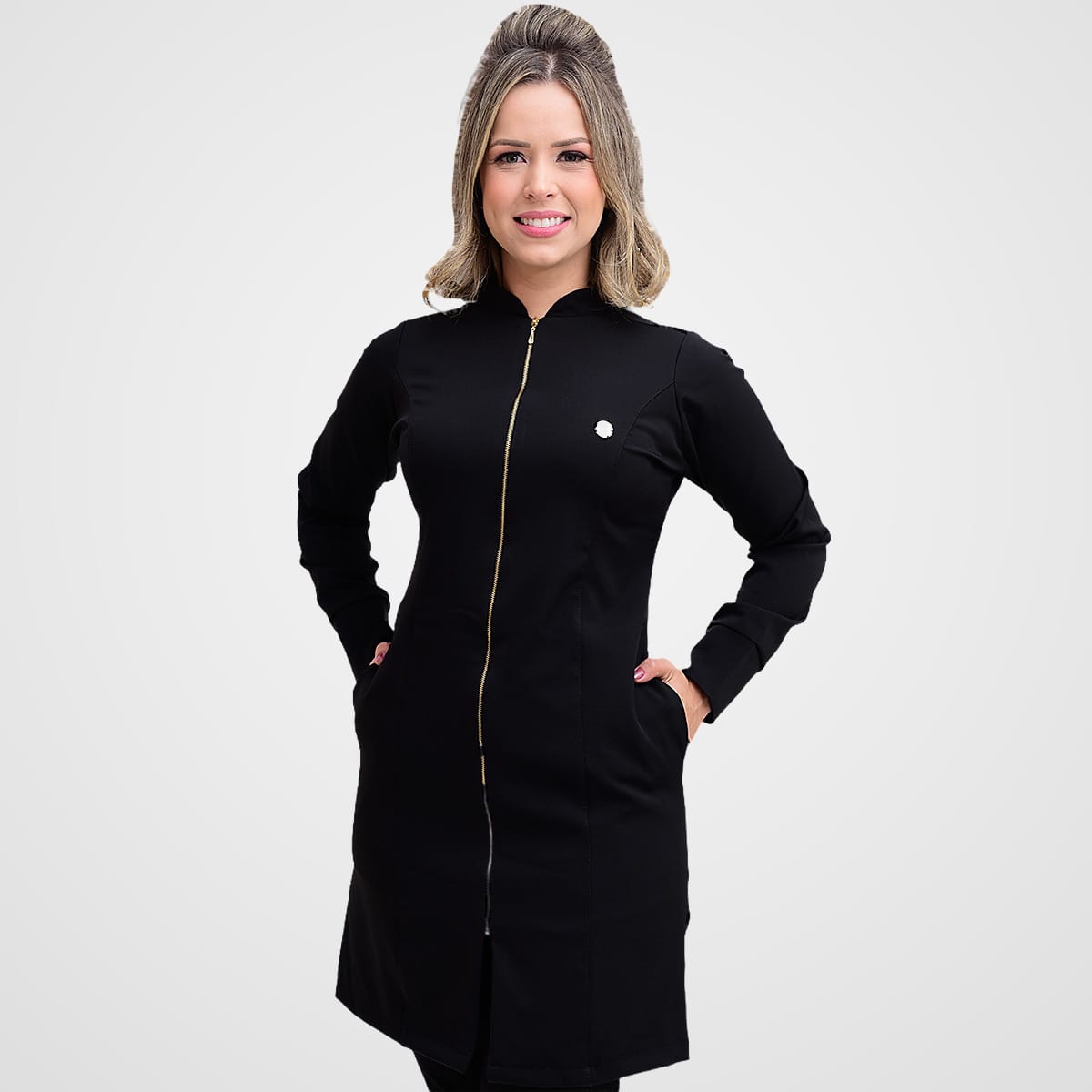 Jaleco Slim Duquesa Feminino - Jaleca - Preto, PP