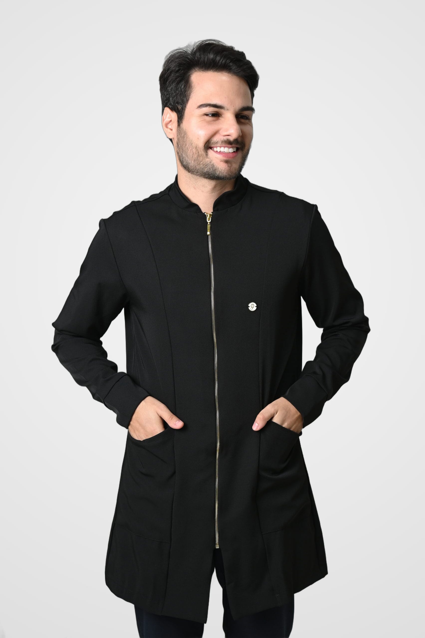 Jaleco Slim Tradicional Masculino - Jaleca - Preto, P