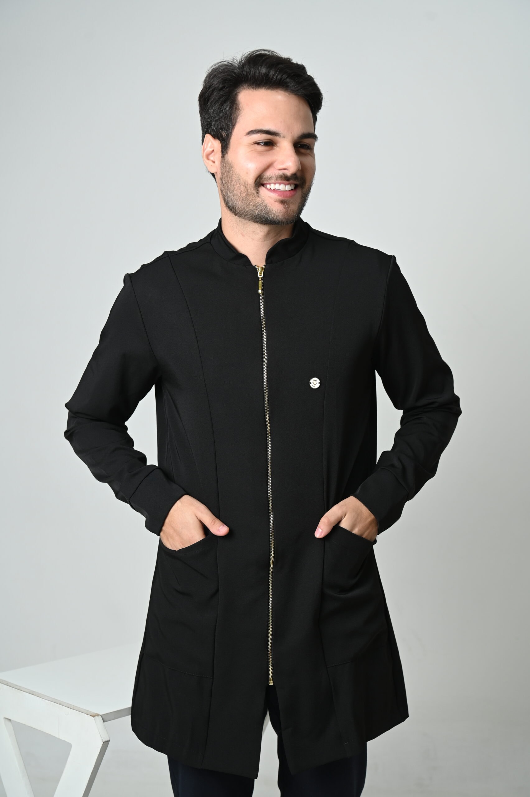 Jaleco Slim  Tradicional Masculino - Jaleca - Preto, GG