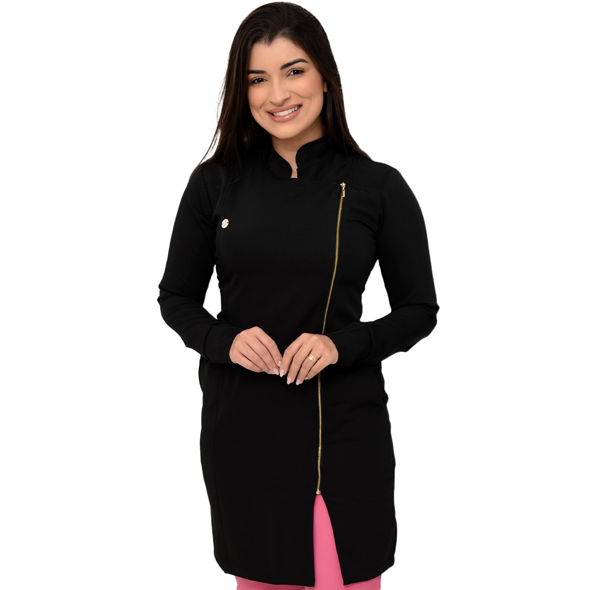 Jaleco Slim Feminino Lateral - Jaleca Areia