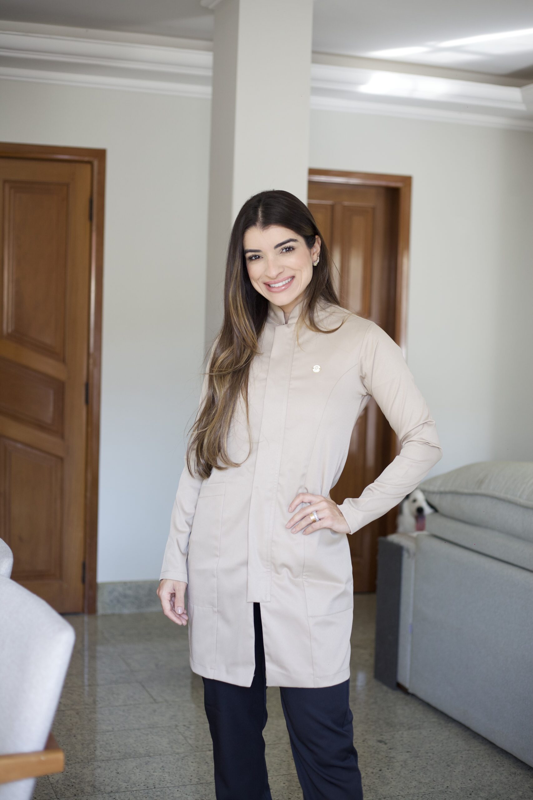 Jaleco Slim Pala Feminino - Jaleca - Areia, G