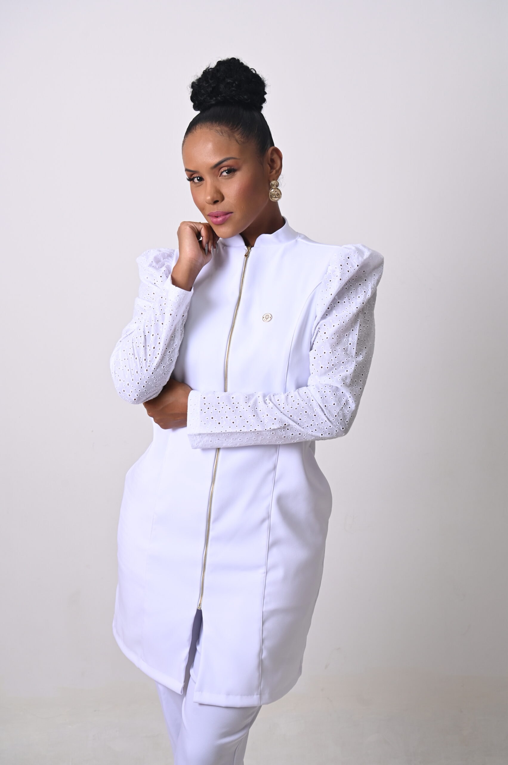 Jaleco Slim Princesa Laise Feminino - Jaleca Branco