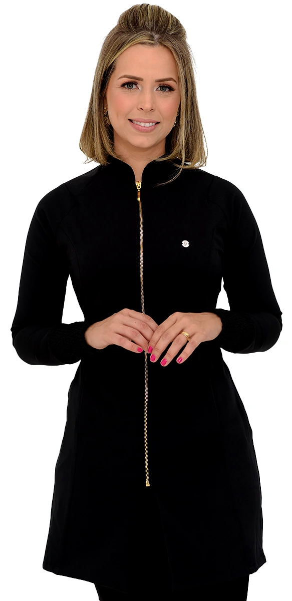 Jaleco Slim Elastex Feminino - Jaleca - Preto, PP