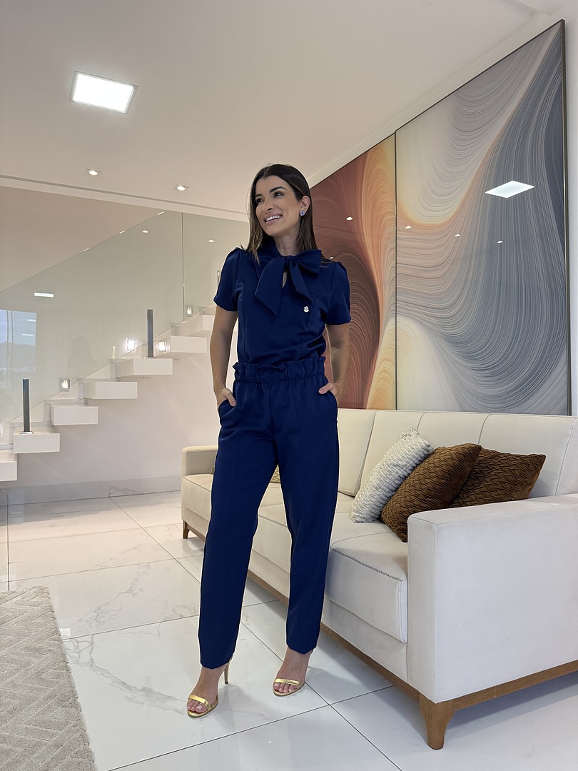 Jaleco Conjunto Laço Feminino - Jaleca Marinho