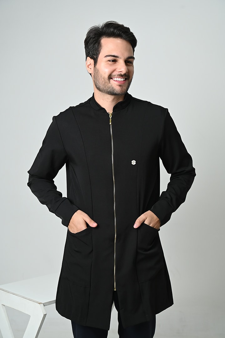 Jaleco Slim Tradicional Masculino - Jaleca - Preto, P
