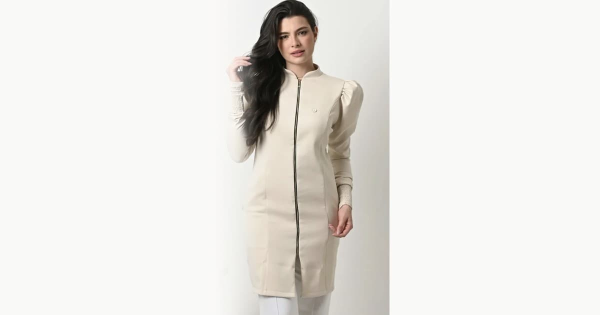 Jaleco profissional em gabardine premium com elastano