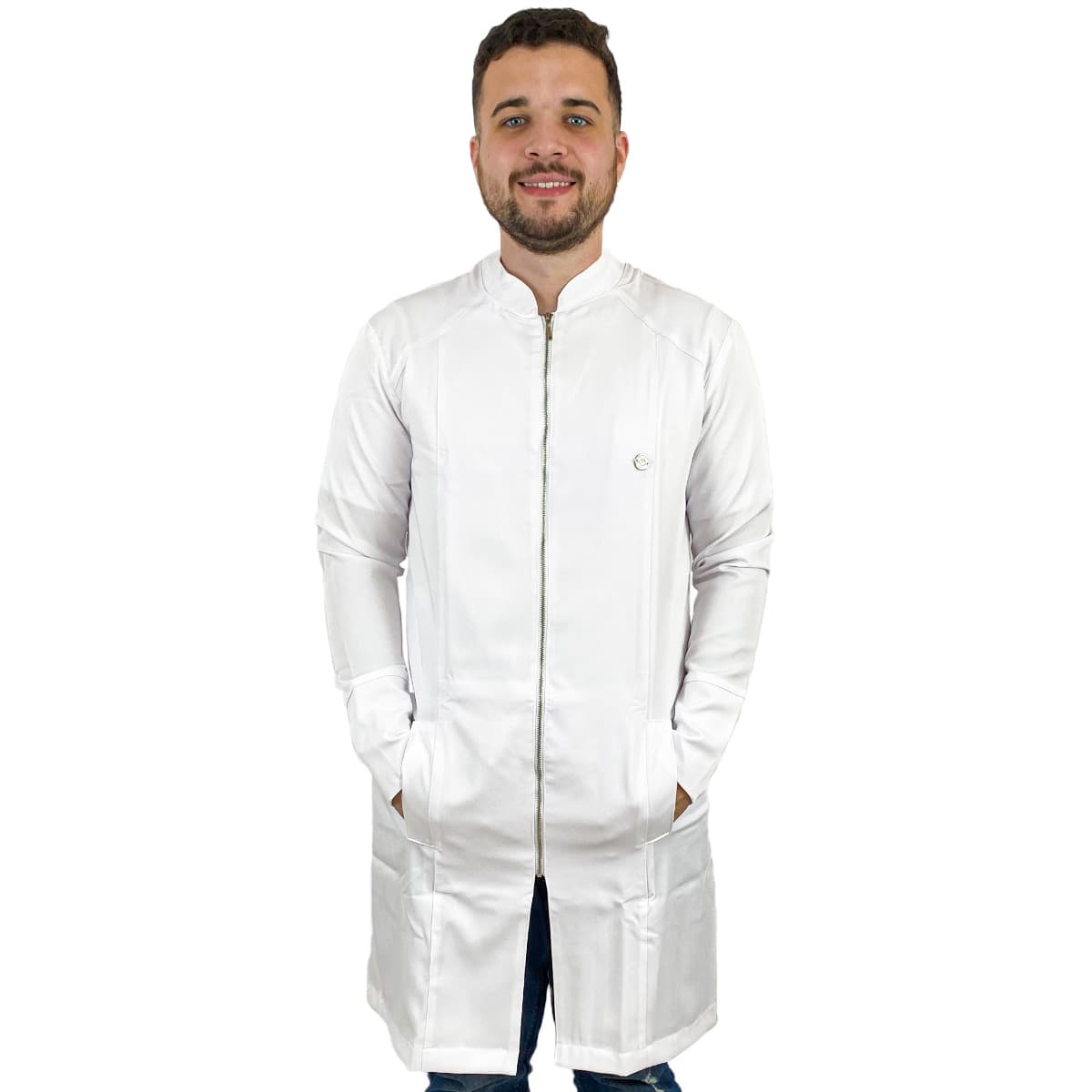 Jaleco Slim Recortes Masculino - Jaleca Areia