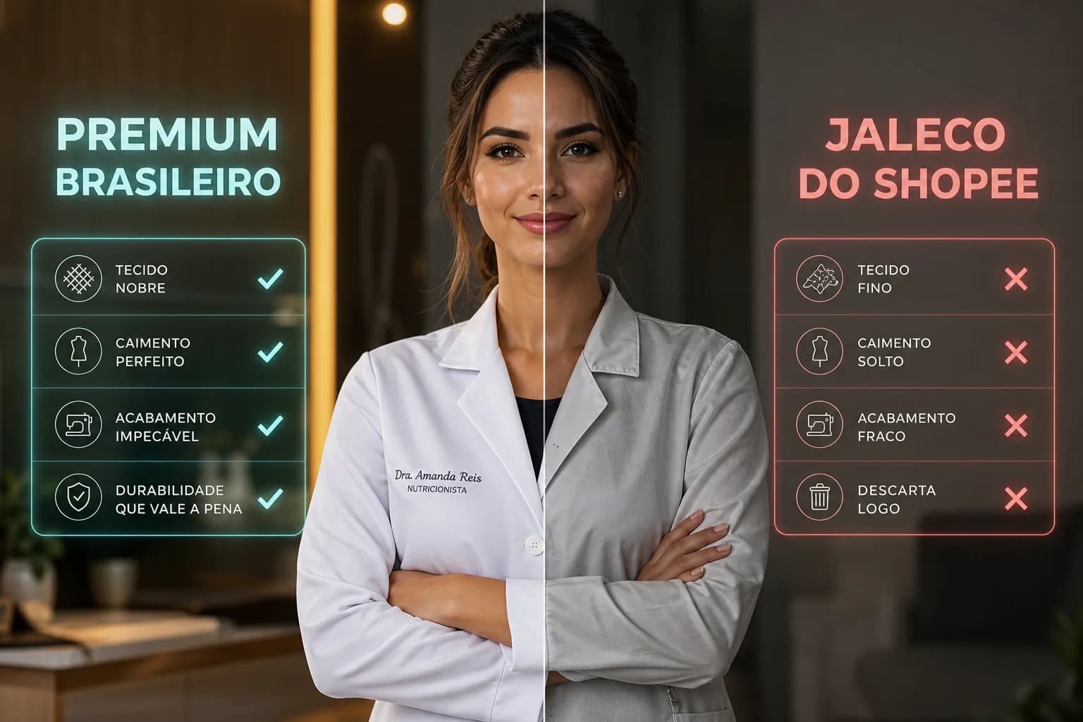 A Diferença Real Entre Jaleco Premium Brasileiro e Jaleco do Shopee