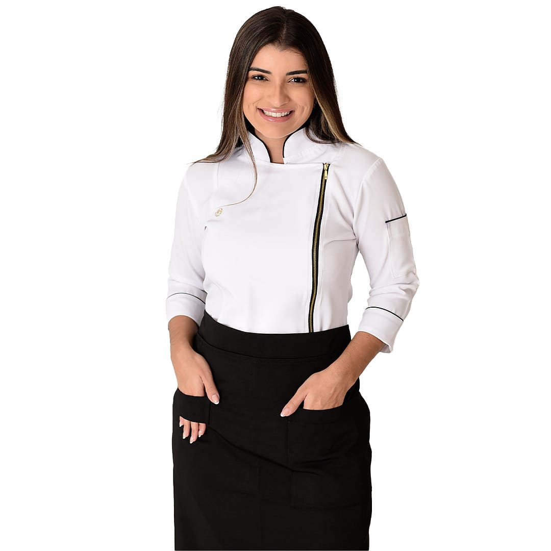 Jaleco Conjunto Dólmã Cozinheiro Feminino - Jaleca Branco
