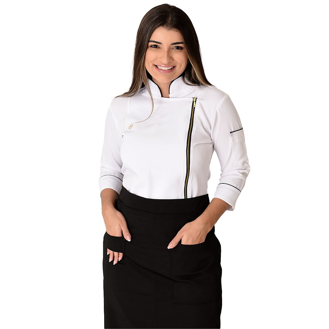 Jaleco Conjunto Dólmã Cozinheiro Feminino - Jaleca Branco