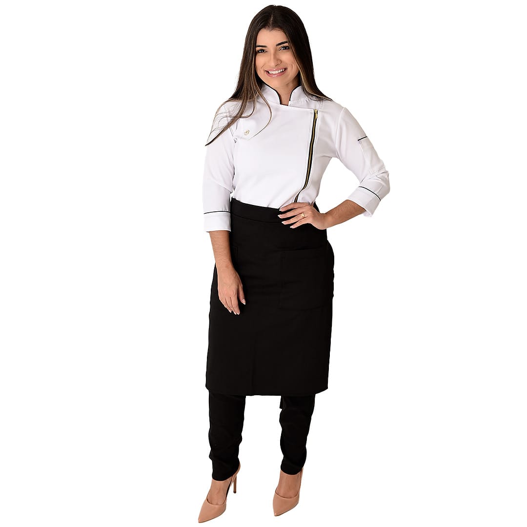 Jaleco Conjunto Dólmã Cozinheiro Feminino - Jaleca Branco