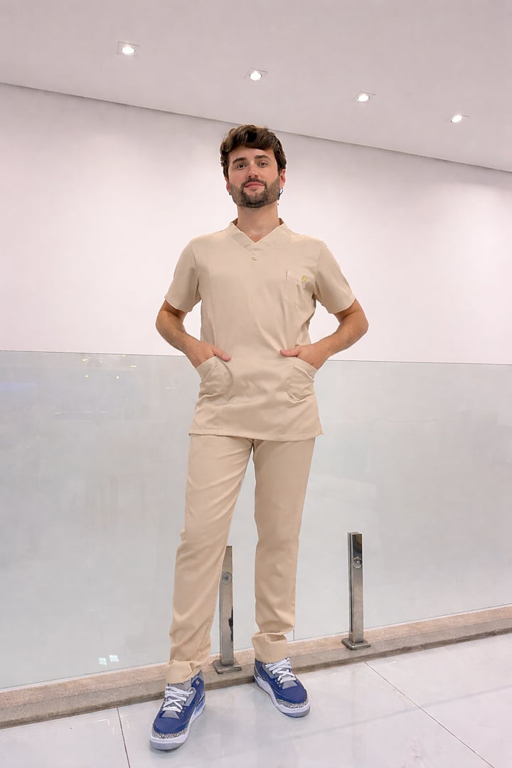Jaleco Conjunto Scrub Masculino - Jaleca - Areia, GG