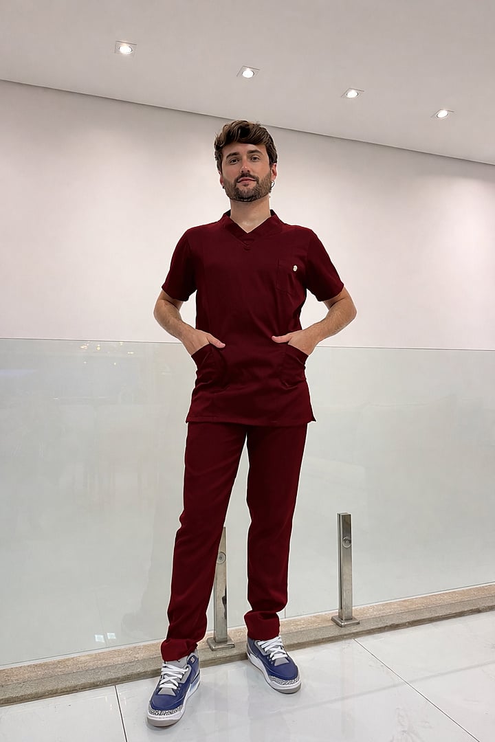Jaleco Conjunto Scrub Masculino - Jaleca - Vinho, GG