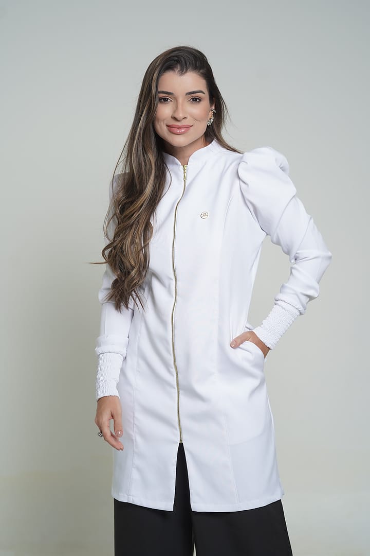Jaleco Feminino Slim Dama Premium com Elastano - Jaleca - Branco, G