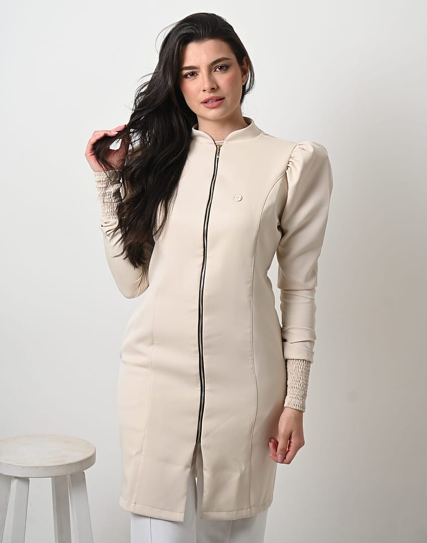 Jaleco Feminino Slim Dama Premium com Elastano - Jaleca Azul Pastel