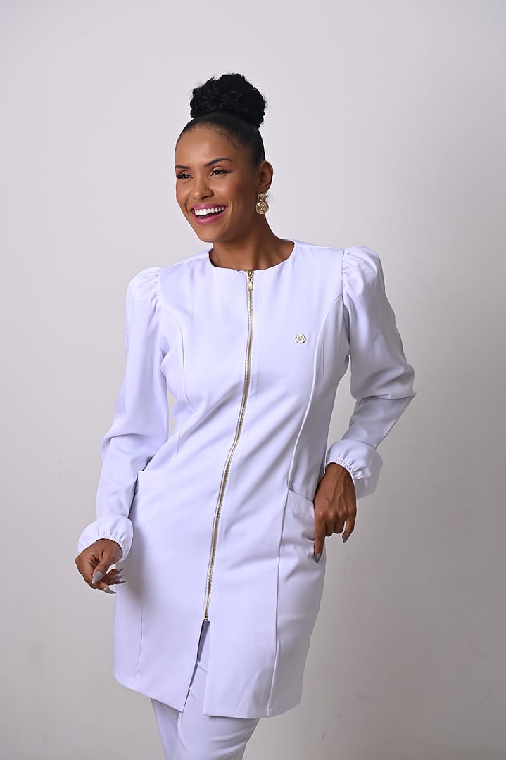 Jaleco Feminino Slim Gold Premium com Elastano - Jaleca Branco