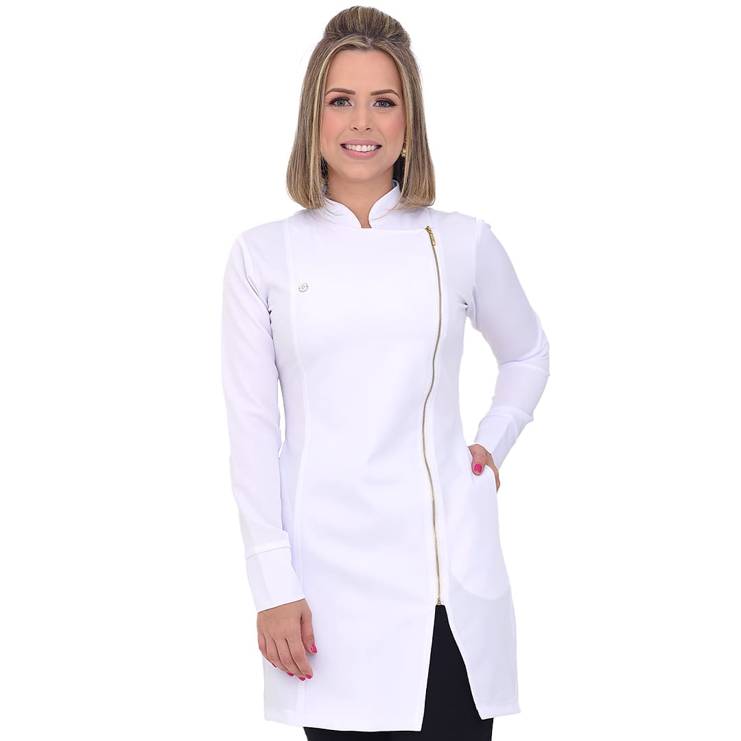 Jaleco Slim Feminino Lateral - Jaleca Areia