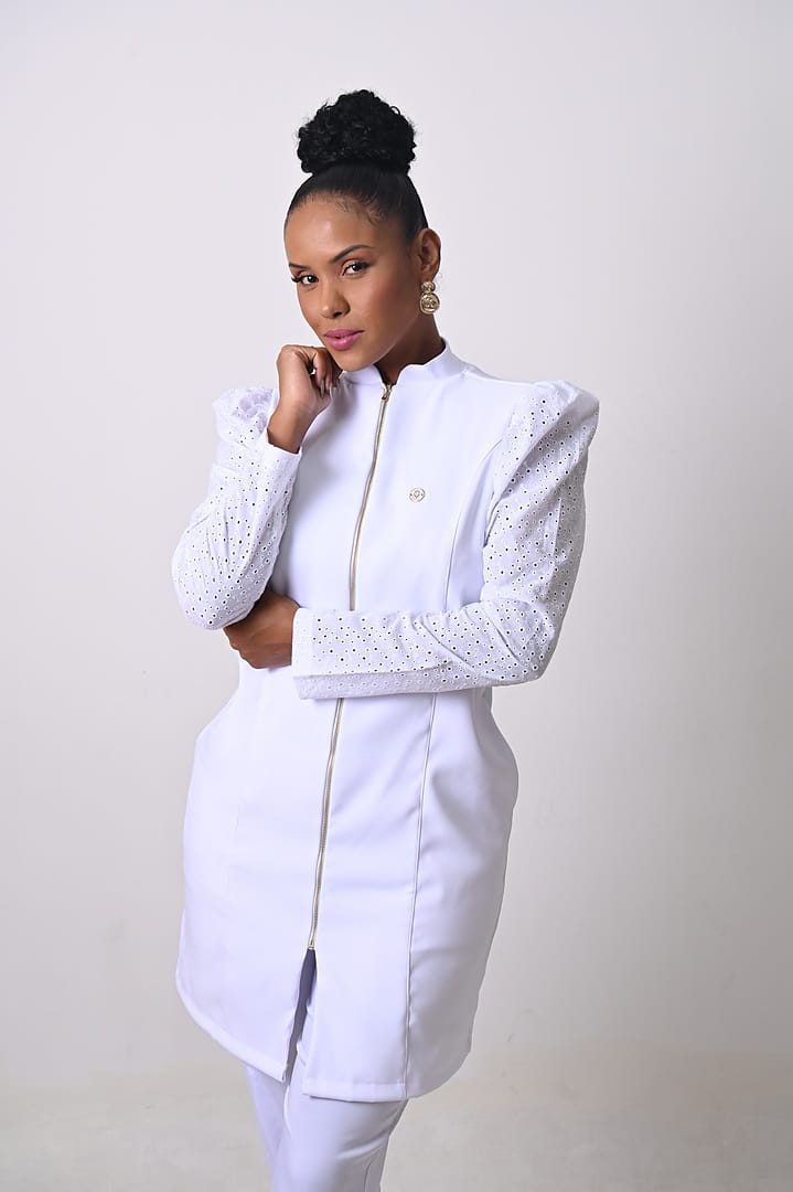 Jaleco Slim Princesa Laise Feminino - Jaleca Branco
