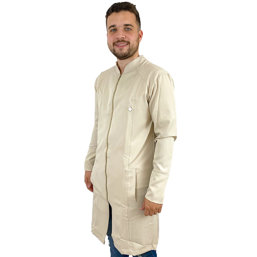 Jaleco Slim Recortes Masculino - Jaleca - Areia, PP