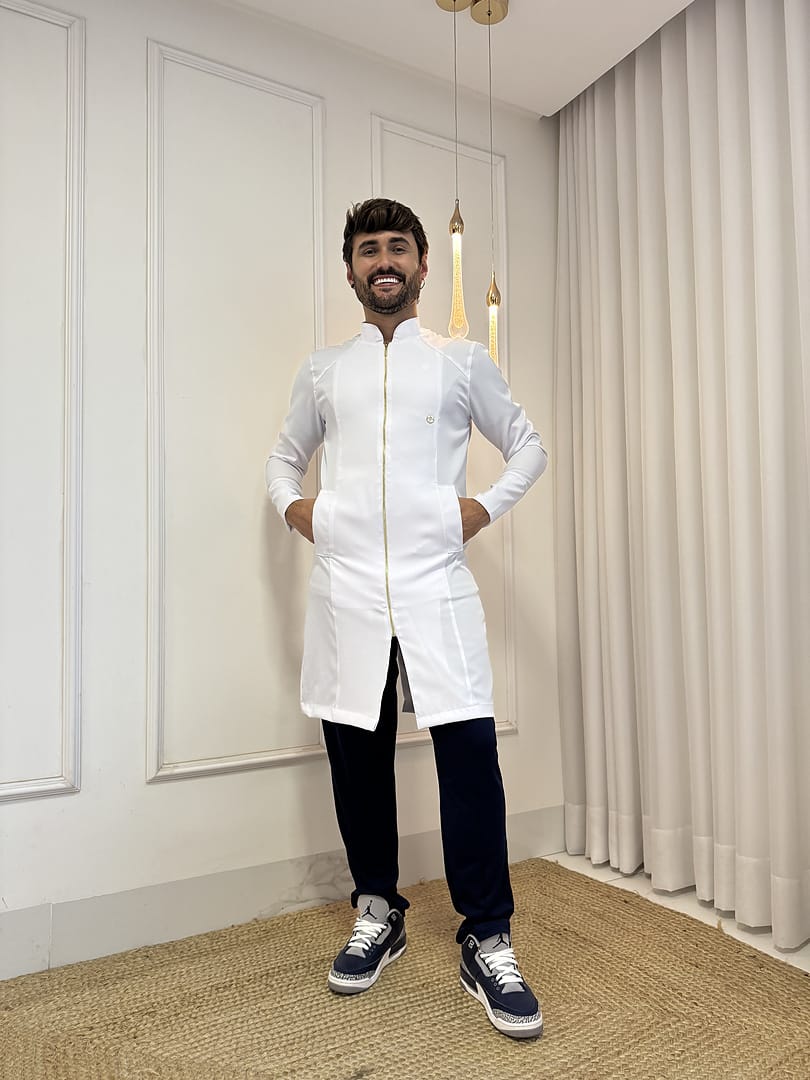 Jaleco Slim Recortes Masculino - Jaleca Areia